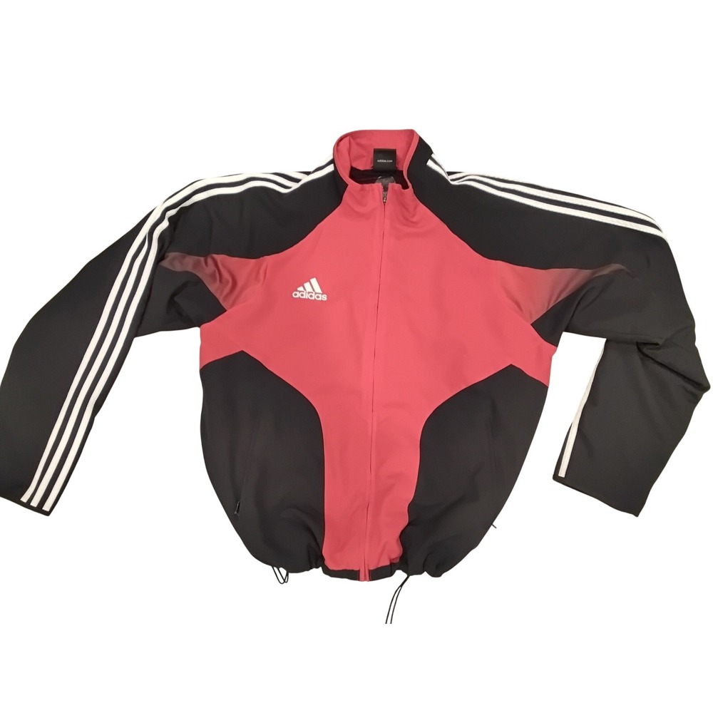 Adidas Vintage Red Black Colorblock Track Jacket Mens XL Full Zip APU002 10/03